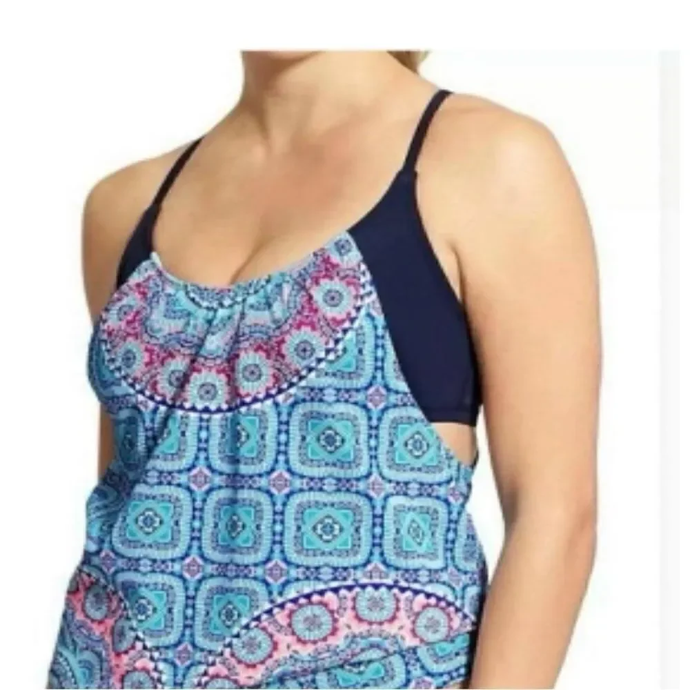 EXCELLENT CONDITION BEAUTIFUL ATHLETA LONG UNDERWIRE TANKINI SIZE 34B/C